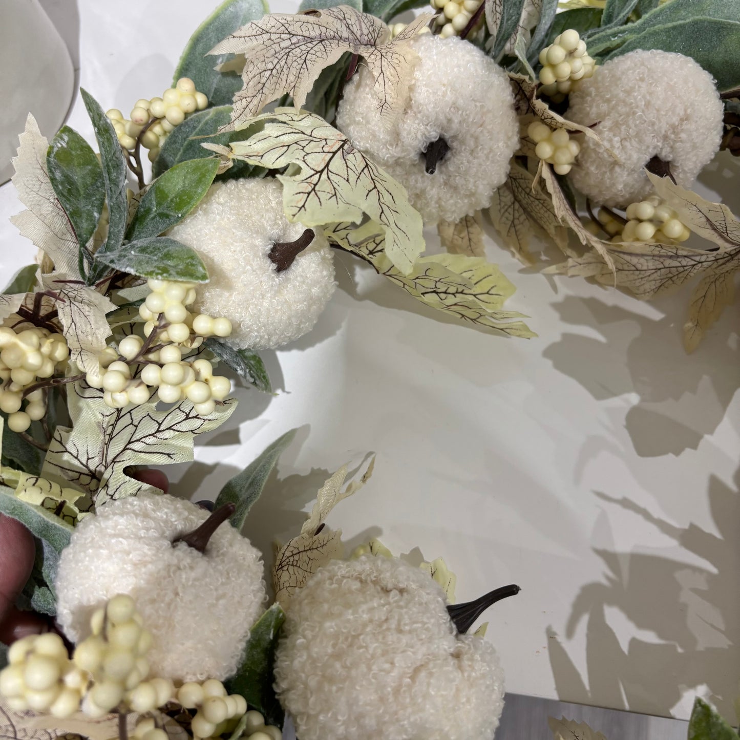 White pumpkin door wreath