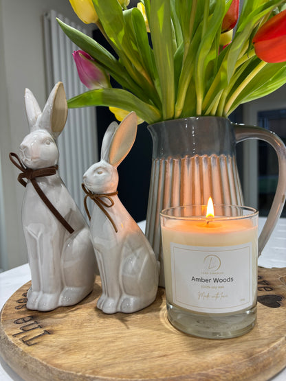 White Ceramic Sitting Bunny Ornament - set of 2