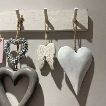 Large White Wooden Hanging Heart