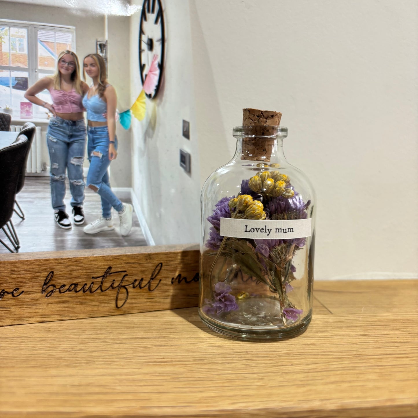 Lovely mum, dried flowers in a bottle