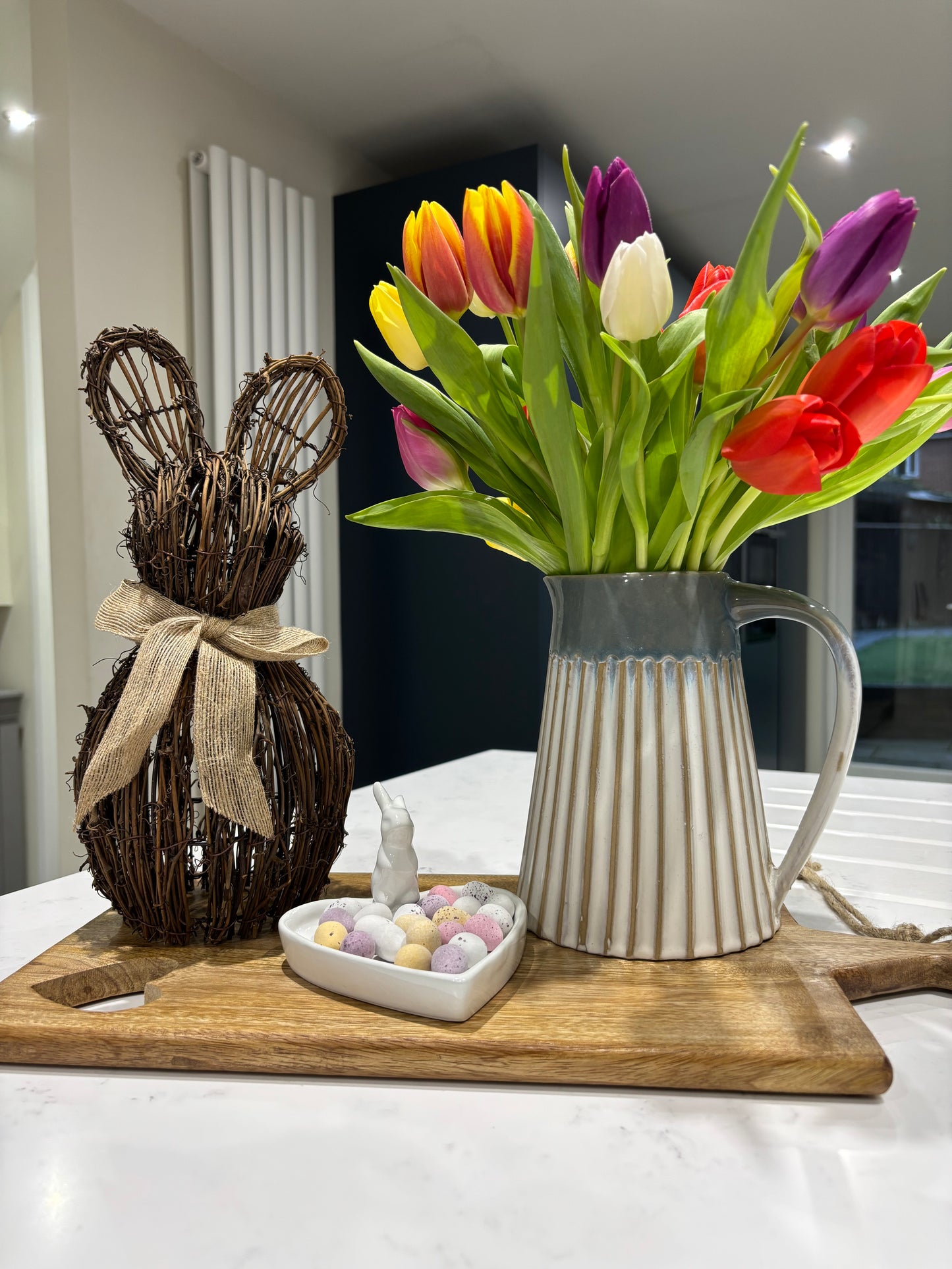 Rattan Rabbit Decoration with Bow – 33cm
