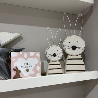 White wooden rabbit with stripes - 2 sizes