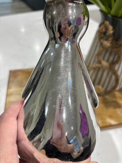 Ceramic Standing Rabbit Ornament – Silver finish - imperfect