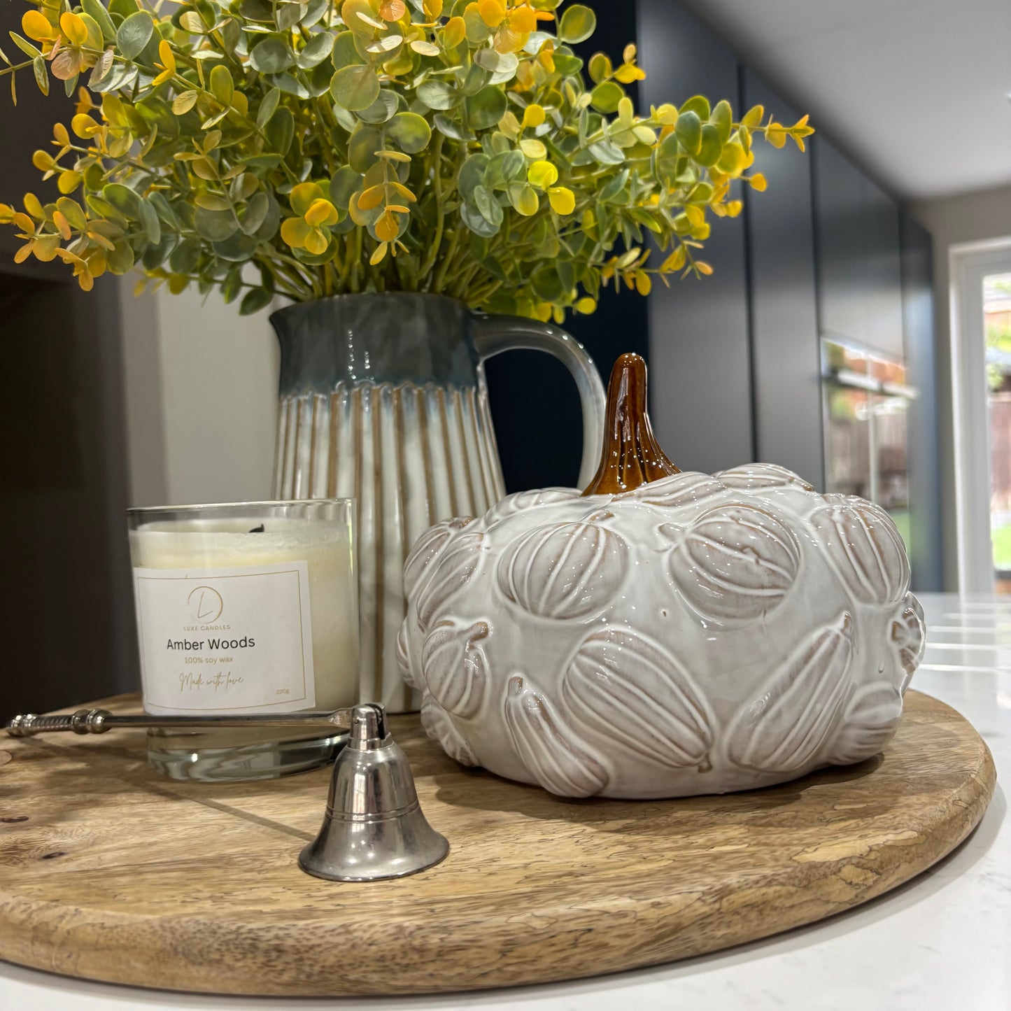 Pretty white pumpkin with pumpkin pattern