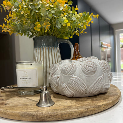 Pretty white pumpkin with pumpkin pattern