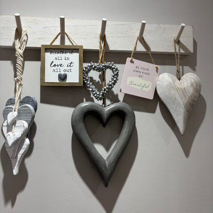 White Washed Rustic Hanging Heart