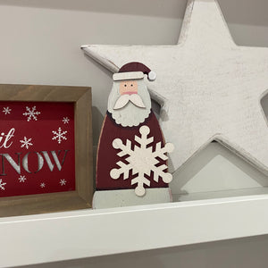 Wooden Santa with Snowflake