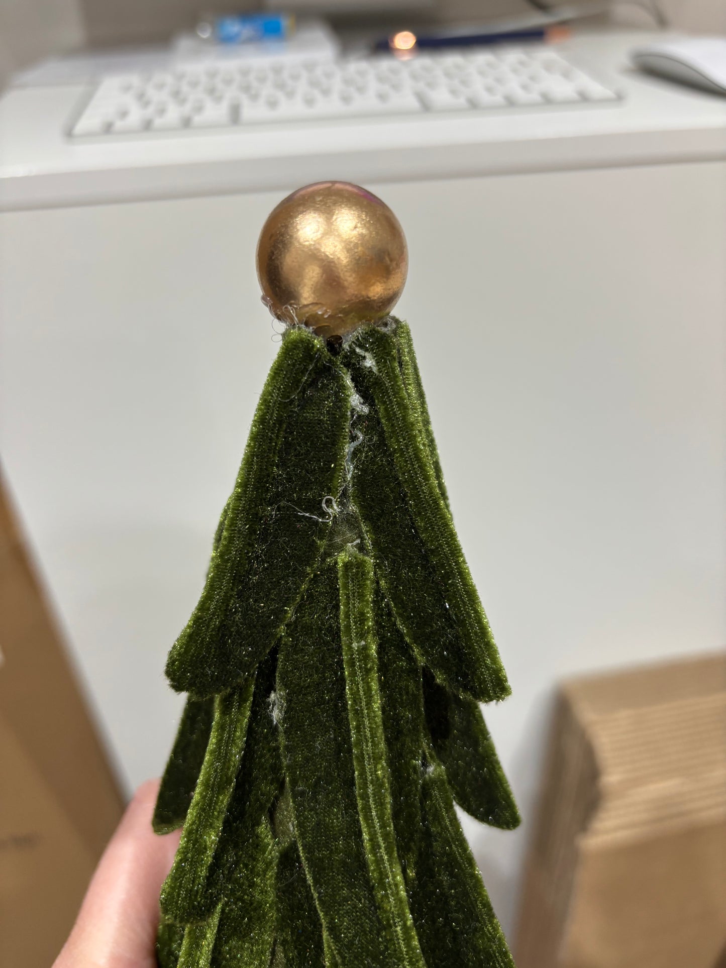 Green Velvet Standing Christmas Tree - imperfect