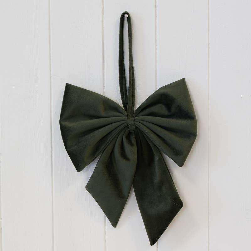 Velvet Dark Green Hanging Bow