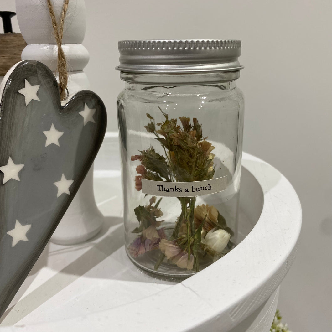 Thanks a bunch jar of dried flowers
