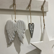 Load image into Gallery viewer, White Hanging Carved Wooden Angel Wing 15cm