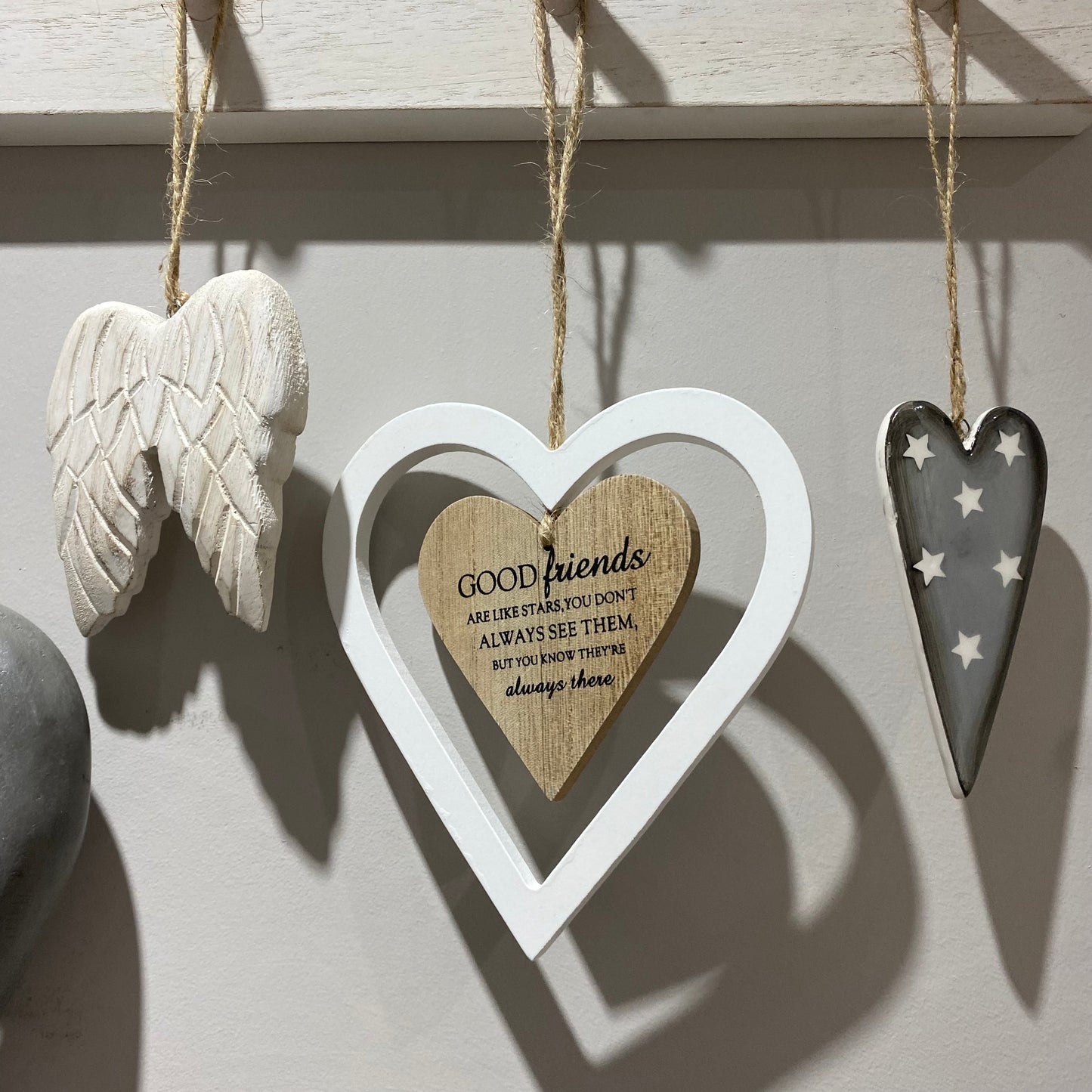 Good Friends Are Like Stars Hanging Heart Decoration - imperfect