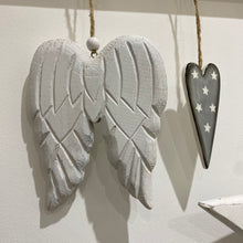 Load image into Gallery viewer, White Hanging Carved Wooden Angel Wing 15cm