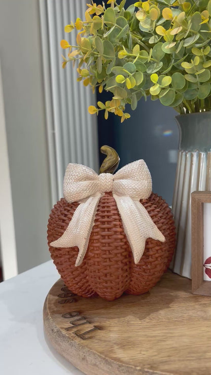 Woven-effect Pumpkin Decoration with Bow