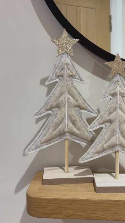 Cream Felt Standing Christmas Tree – 2 Sizes