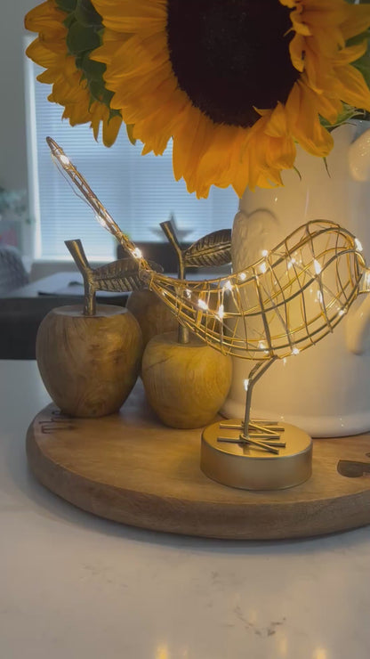 Battery Operated Light up Gold Robin