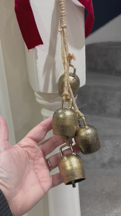 Metal Gold 4 Small Cowbell Hanging Garland