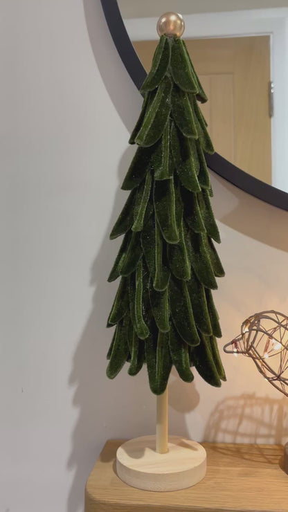 Green Velvet Standing Christmas Tree