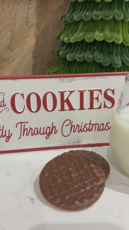 Milk and cookies metal sign