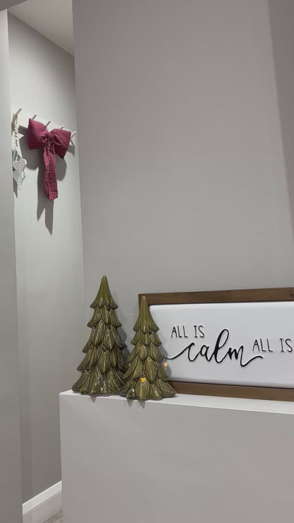 Green LED Ceramic Christmas Tree Decoration