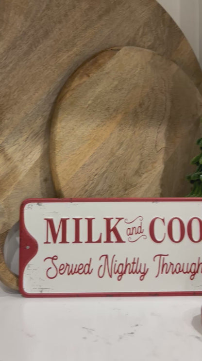 Milk and cookies metal sign