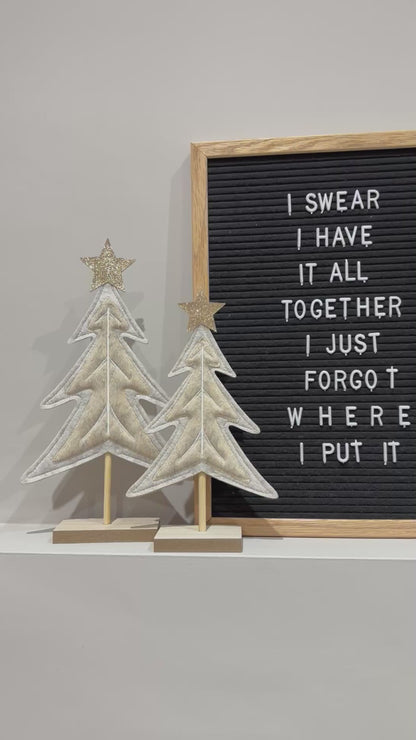 Cream Felt Standing Christmas Tree – 2 Sizes