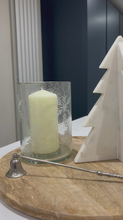 Ivy, Etched Snowflake Glass Tealight Holder