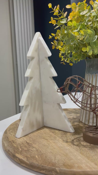 White Marble Christmas Tree - 20cm