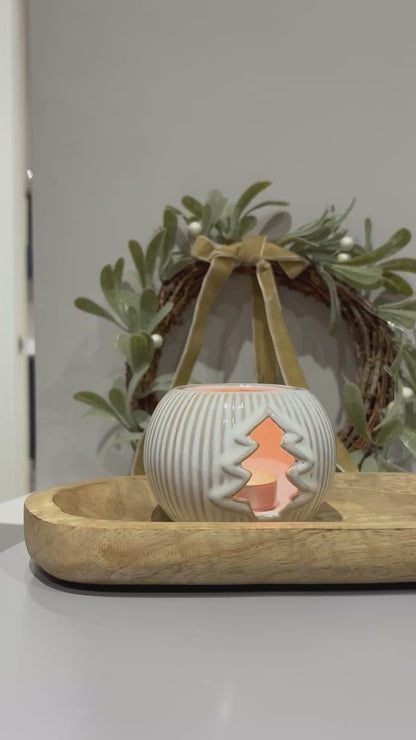 Neutral Tone Tree cut out tealight holder