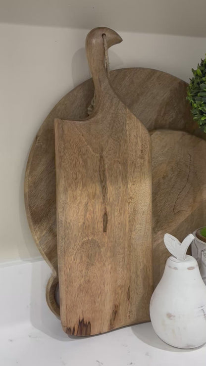 Ezra Slim Wooden Serving Platter | Mango Wood Serving Board with Handle