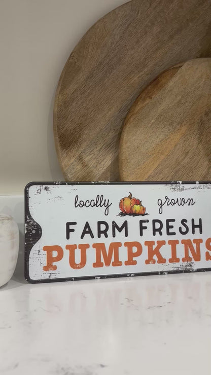 Farm Fresh metal pumpkin sign