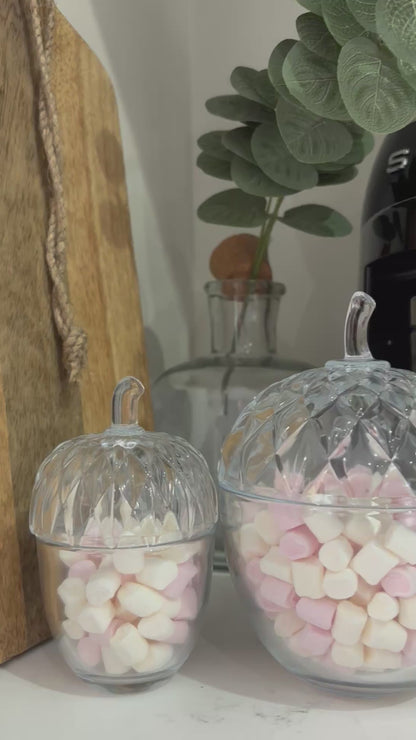 Glass acorn pot - set of two