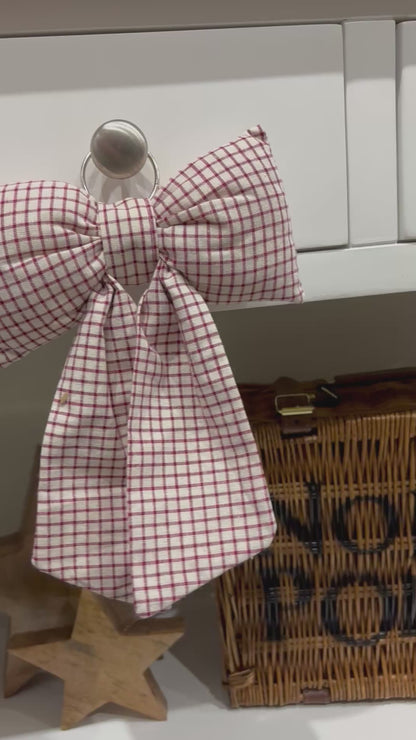 Fabric Bow Hanging Christmas Decoration 27cm
