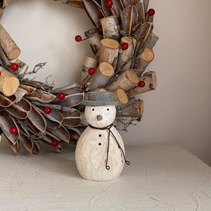 Round Wooden Snowman