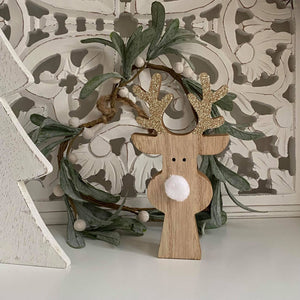 Gracie - Wooden reindeer with gold glitter antlers