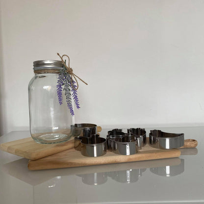Biscuit Cutters in glass jar