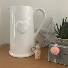 Load image into Gallery viewer, White heart Embossed ceramic Jug