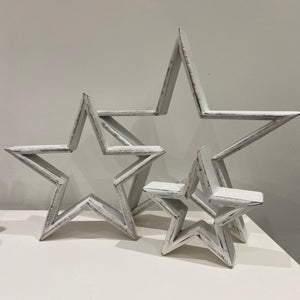 White mantlepiece stars - set of three