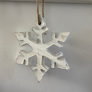 White Washed Hanging Snowflake Set