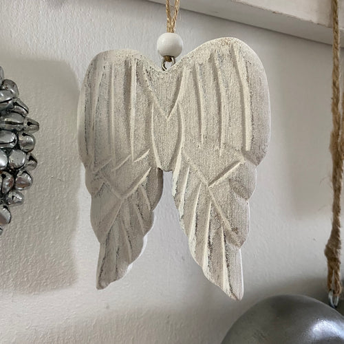Hanging Carved Wooden Angel Wings
