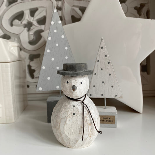 Round Wooden Snowman