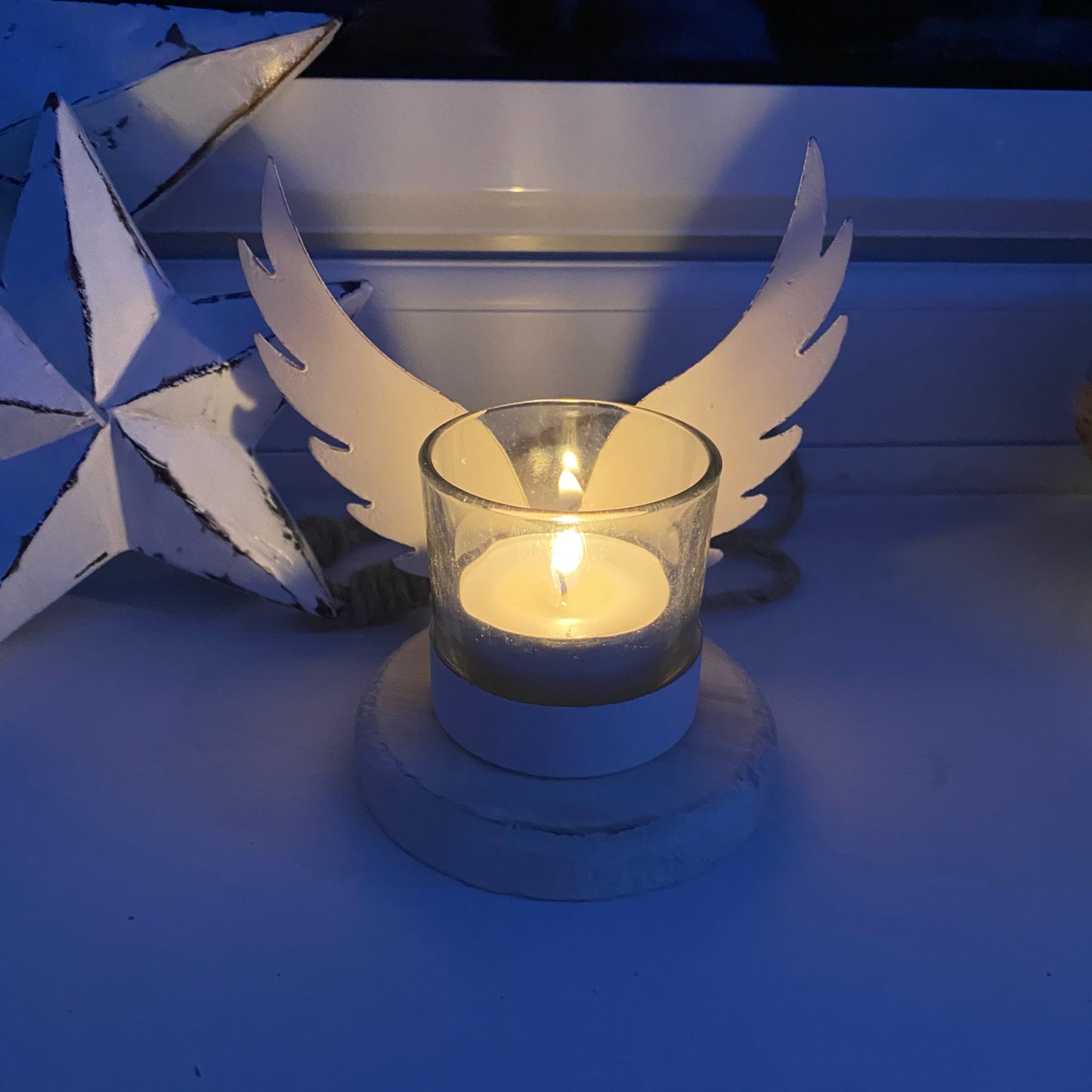 Angel wing tea light holder