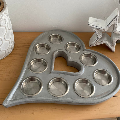 Grey heart Shaped tealight holder