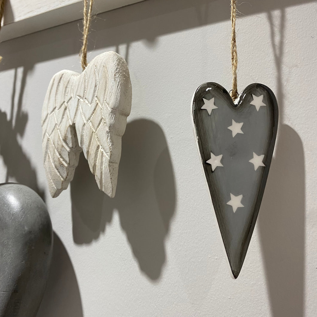 Grey Heart with Stars 10cm
