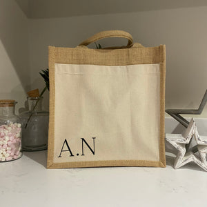 Pocket Front Jute Bag - Personalised