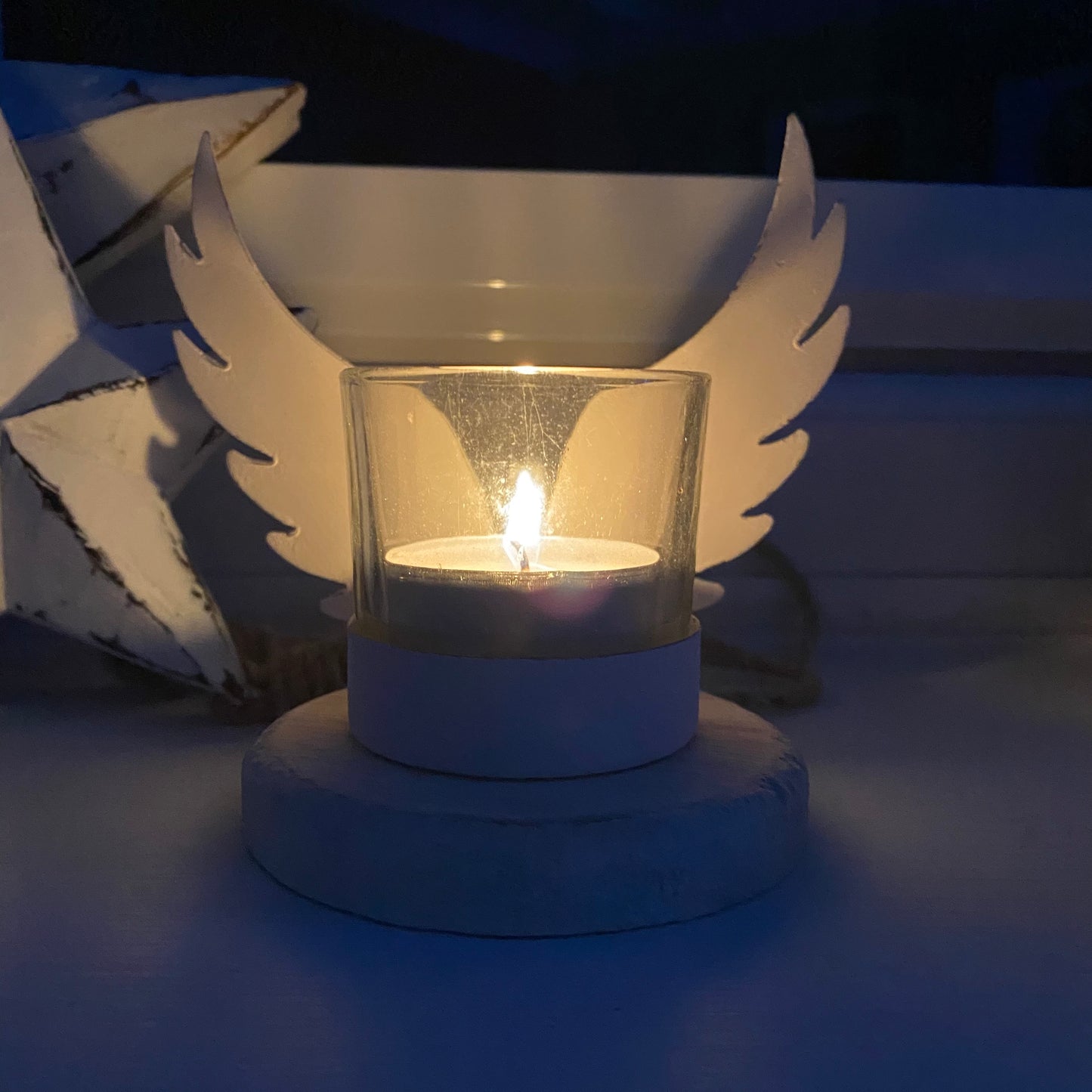 Angel wing tea light holder