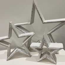 Load image into Gallery viewer, White mantlepiece stars - set of three
