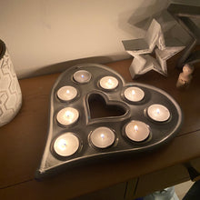 Load image into Gallery viewer, Grey heart Shaped tealight holder