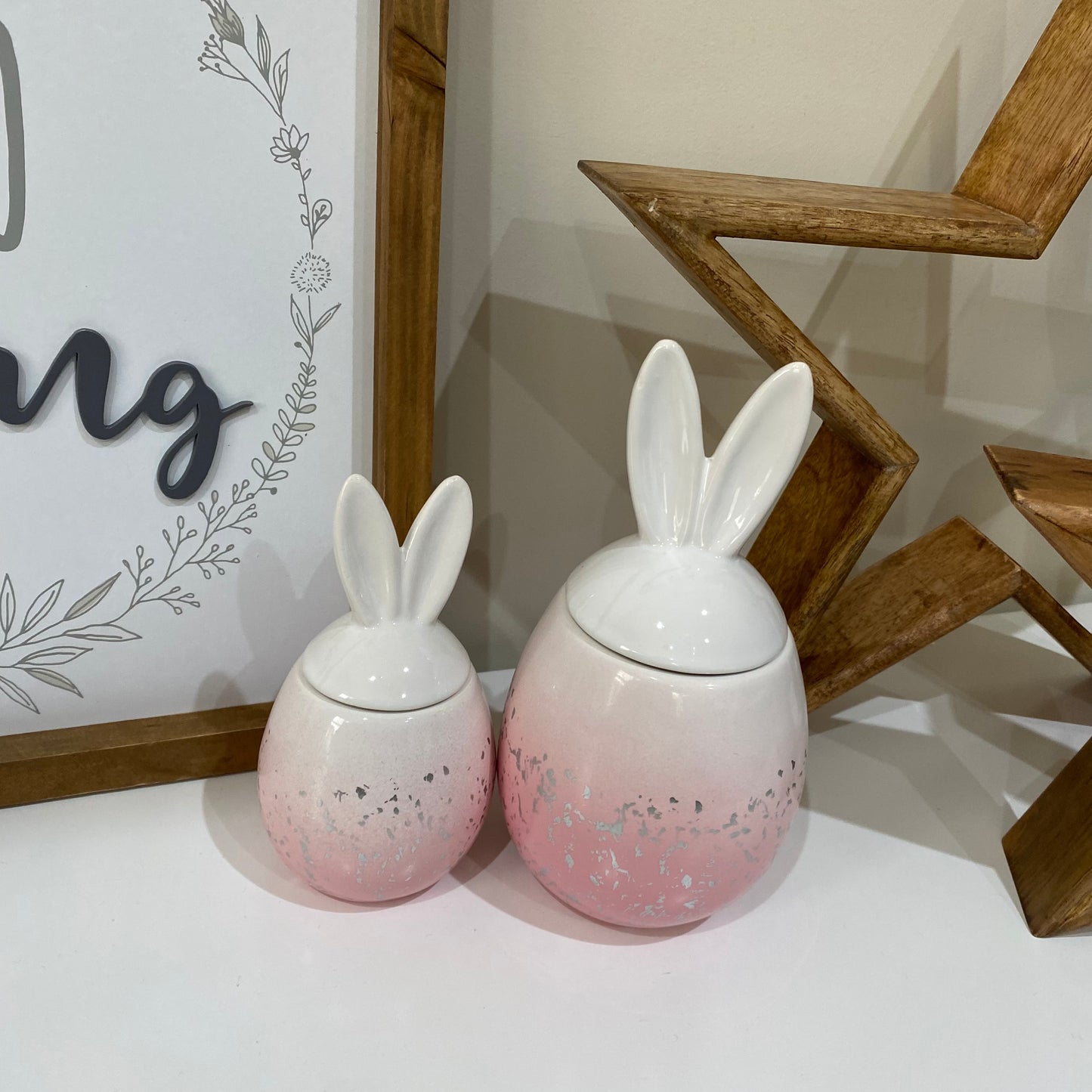 Pink Ombre Bunny Pots - set of 2