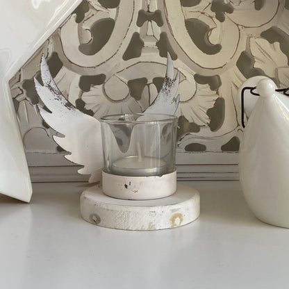 Angel wing tea light holder